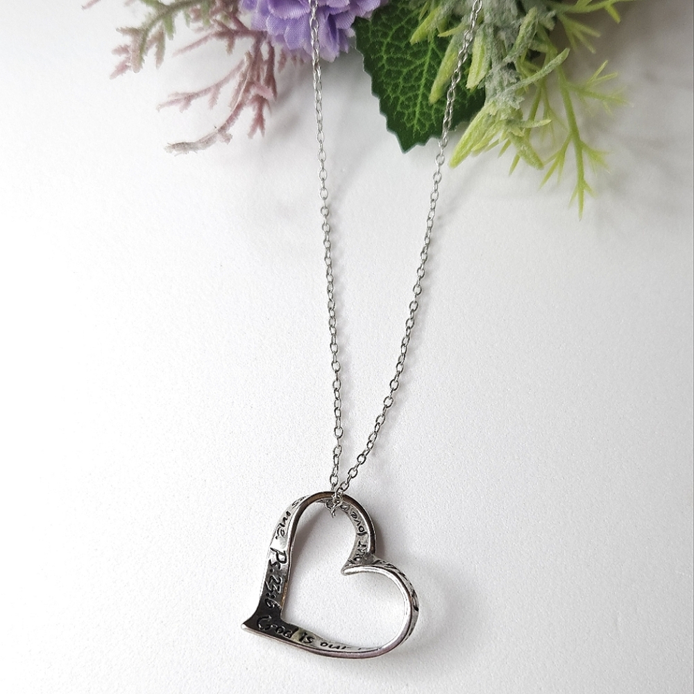 Vintage PAJ BR Silver Heart Love Pendant Necklace